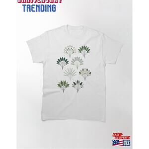 Art Deco Block Print Palms Earthy Greens Classic Tshirt Unisex